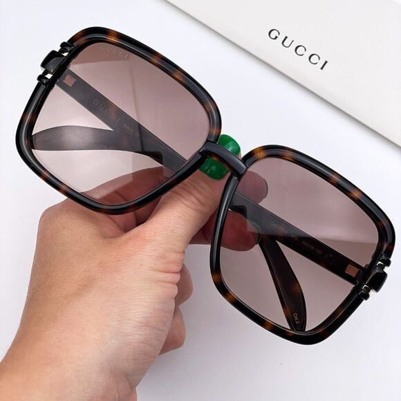 Gucci GG1066S 002 Sunglasses Havana Brown Gradient Butterfly Women - Picture 1 of 10
